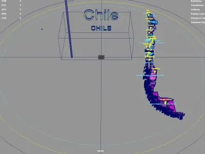 Chile map region geography political geographic administrative 3D model