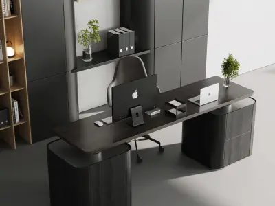 Workplace - office furniture 11 Low-poly 3D model