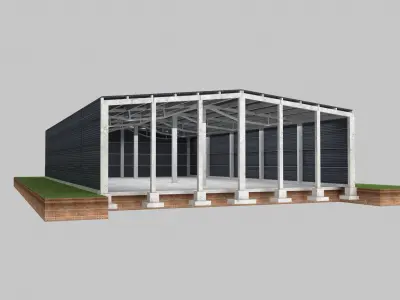 Industrial hungar  Low-poly 3D model