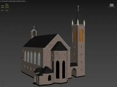 ChristuKirche Church Low-poly 3D model
