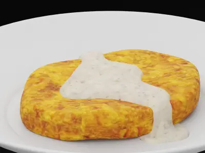 Fried Chicken Plate Low-poly 3D model