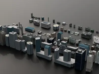 Complete City Pack Building - House Collection Low-poly 3D model