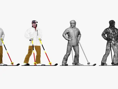 001200 skiman in white jacket khaki pants 3dp 3D print model