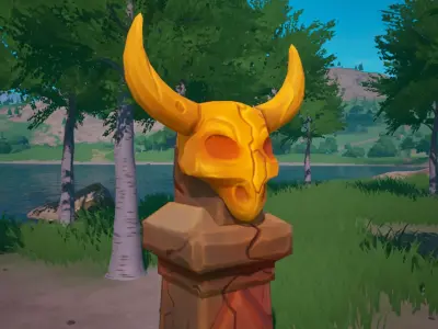 Stylized Skull Totem PBR Game Ready Low-poly 3D model