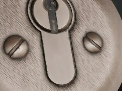 Industrial Riveted Metal Keyhole PBR Seamless Texture