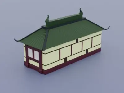 Low Poly old Chinese House Low-poly 3D model