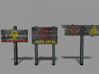Warning sign Low-poly 3D model