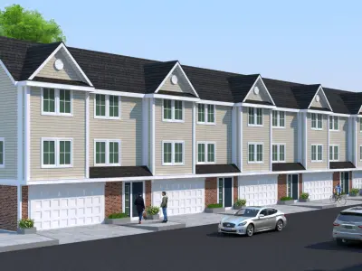 Apartment townhouses with garages 3D model