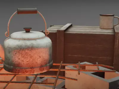 Post-Apocalyptic Campfire Set - UE5 Ready Low-poly 3D model