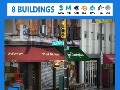 NYC Block Set 6 V2 Low-poly 3D model