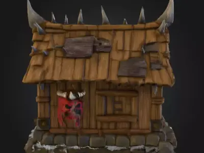 Orc House with Skull Low-poly 3D model