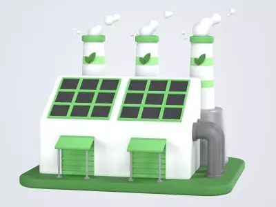Eco Factory 3D Icon 3D model