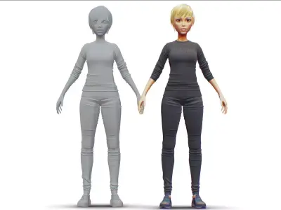 Young Woman - Smart Casual Clothes - Street Style Outfit - Cloth 3D model