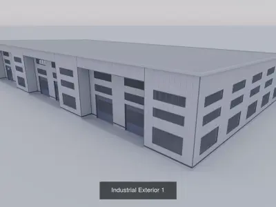 Industrial Building Exterior x3 3D Model Pack