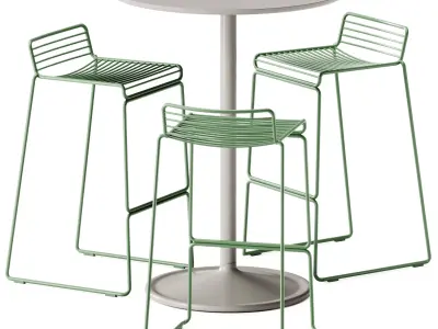 Soft Cafe Table by Muuto and Hee Bar Stool by Hay 3D model