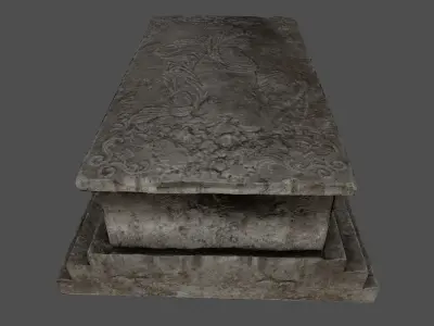 tomb 4 stone coffin Low-poly 3D model