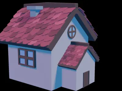 Stylized simple house Low-poly 3D model