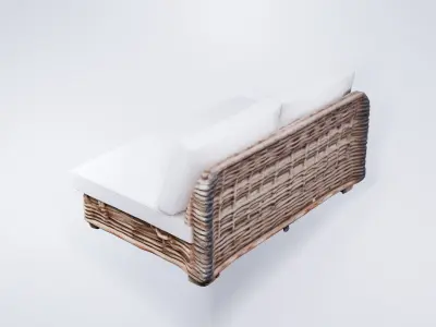 Stylized Low Poly Garden Loveseat  Outdoor 2-Seat Couch Model 3D model