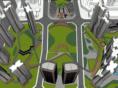 parametric highrise building along contemporary master plan 3D model