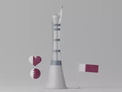 Aspire Tower Qatar Doha Landmark 1 Low-poly 3D model