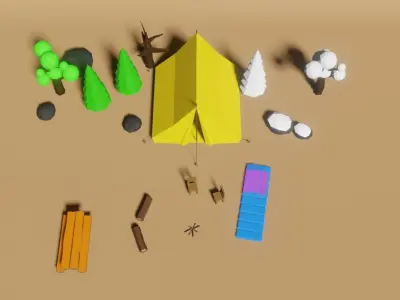 Camp Low Poly Free low-poly 3D model