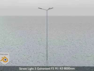 Street Light 3 Galvanized F3 M1 K0 8000mm Low-poly 3D model