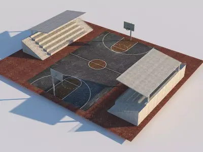 Street Neighborhood Basketball Court Stadium Low-poly 3D model