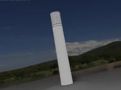 Low-Poly Blue Light Column 27 - Street Light Set-9 Low-poly 3D model