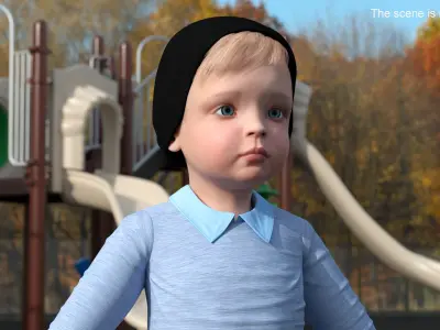  Child in Fall Clothes A-Pose 