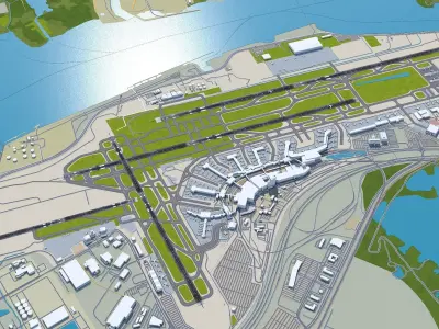 Philadelphia International Airport 10km Low-poly 3D model