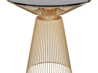 Glass and Metal Round Gold Side Table 3D model