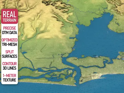 Lagos - Topography Terrain Low-poly 3D model