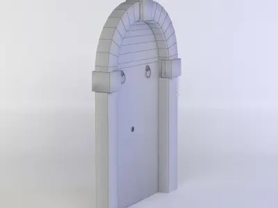 Door ornate wooden Low-poly 3D model