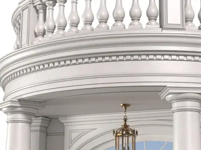 Main Entrance to the house Classic Porch balcony 3D model