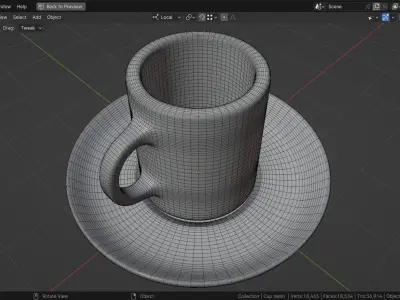 Tea Cup and Saucer model Low-poly 3D model