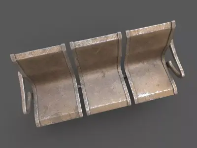 Street Bench Low-poly 3D model