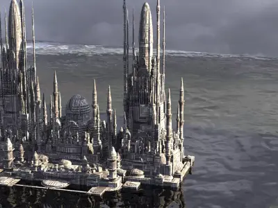 Star Wars inspired Coruscant city temple 2 3D model