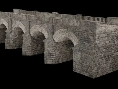 MEDIEVAL BRIDGE CASTLE STONE PLATFORM RUINED ROAD COLLECTION Low-poly 3D model