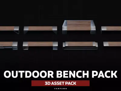 Outdoor Bench Kitbash Collection Low-poly 3D model