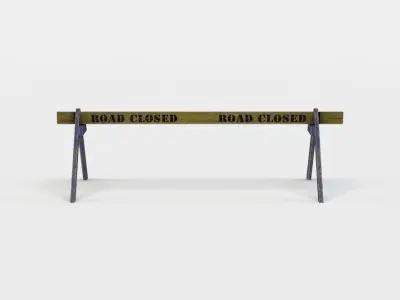 Road closed barrier Low-poly 3D model