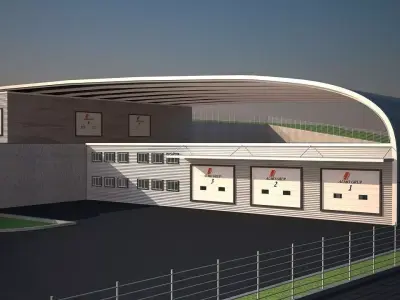 WAREHOUSE 3 power station with fence 3D model