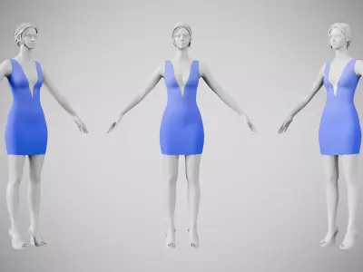 Dress 34 Very Light Blue Low-poly 3D model