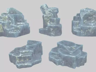Rock Set piece of ice Low-poly 3D model