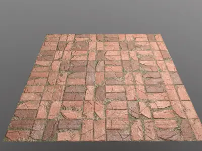 Pavers brick floor Low-poly 3D model