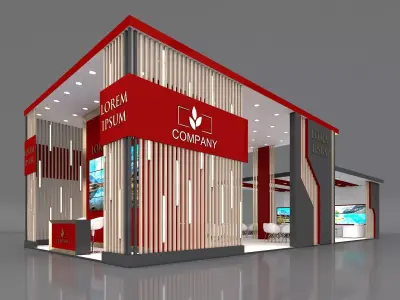 3D Exhibition Booth Stand Stall 16x7m Height 500 cm 3 Side Open 3D model