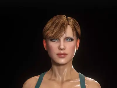 Realistic Sexy Cyber Assassin Low-poly 3D model