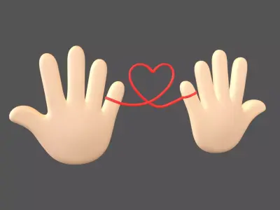 Hand with Red Line Icon v1 002 Low-poly 3D model