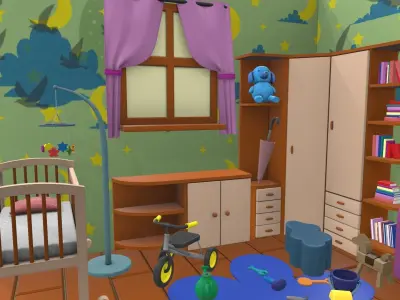 Isometric cartoon children room 04 3D model