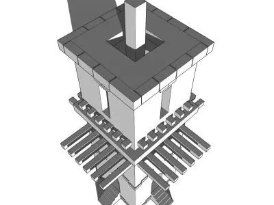 Low polygon old tower  Torre antigua de bajo poligonaje  Low-poly 3D model