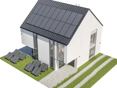 Modern house 26 at night 3D model